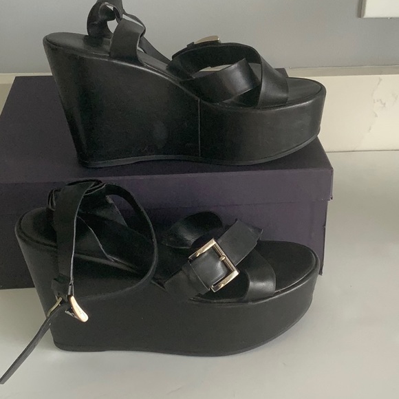 Black Wedge Prada Sandal - Picture 4 of 13